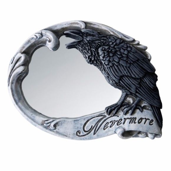 Poe's Raven Nevermore Compact Mirror with skull and Rose - Picture 1 of 3